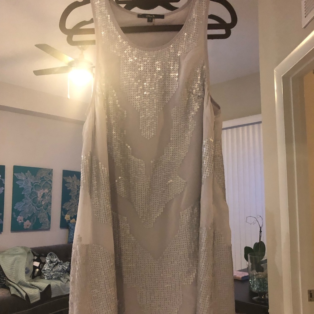 Silver matte sequin dress